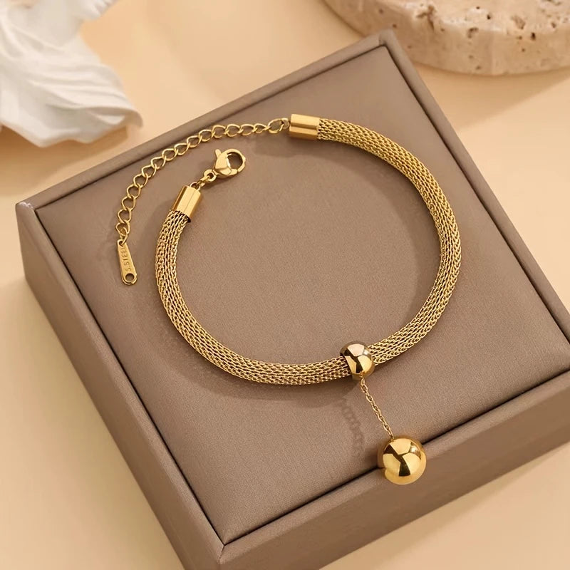 Conjunto de 4 piezas de joyería de acero inoxidable chapado en oro