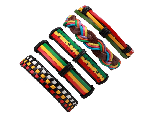 Set de 5 Pulseras de Cuero - Multi Color